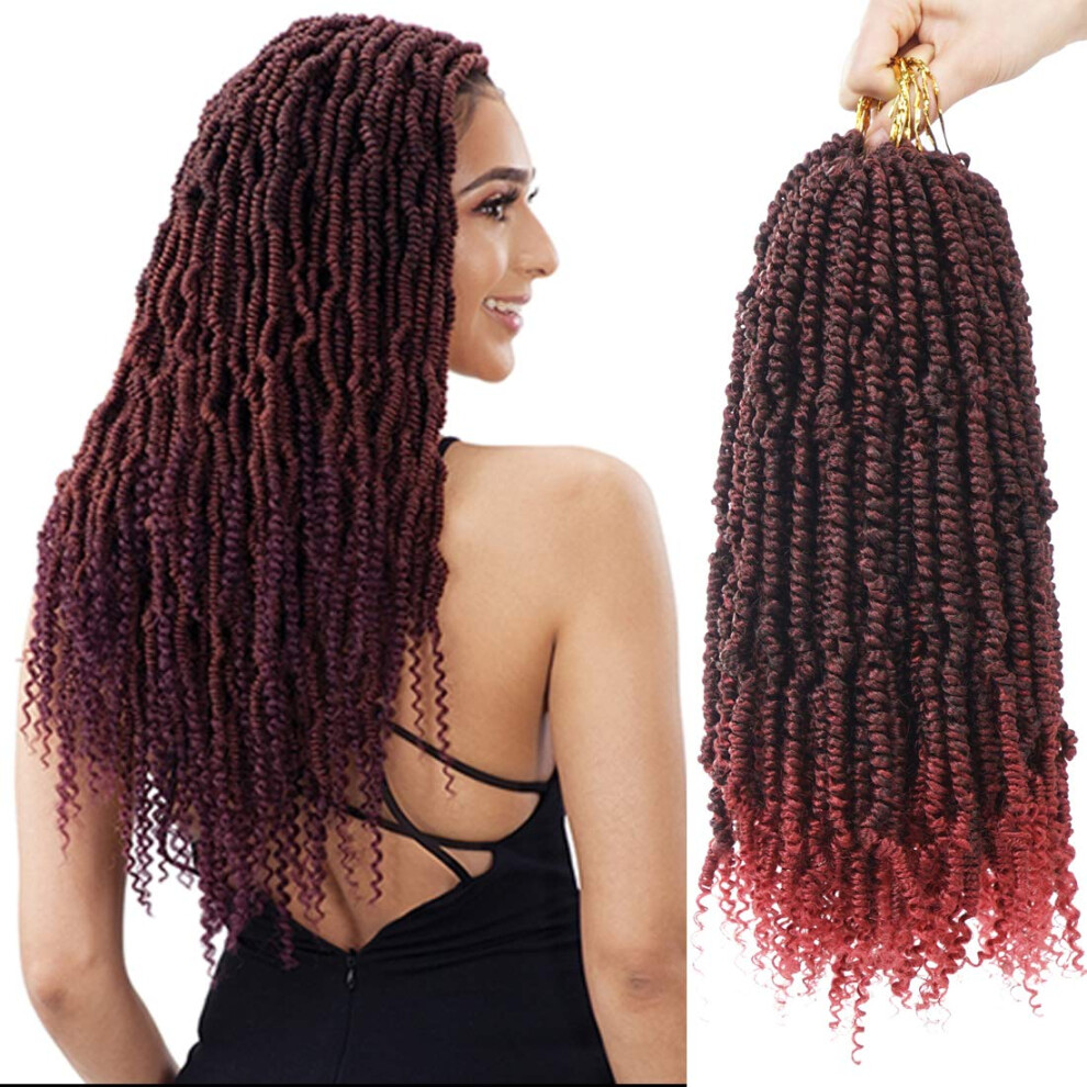 Unisex Bomb Twist Crochet Hair 7 Packs Spring Twist Braids For Women, Prelooped Passion Twist, 14Inch