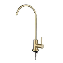 Brushed Gold Gooseneck Kitchen Faucet with Filter, Cold Water, Easy Install, Home Water Purification