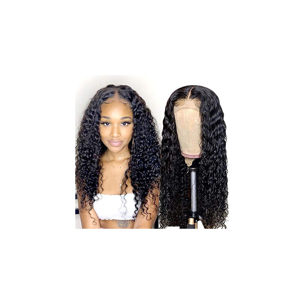 Unisex 20 Inch 13X4 Kinky Curly Lace Front Wig Human Hair Pre Plucked Natural Hairline Brazilian Remy