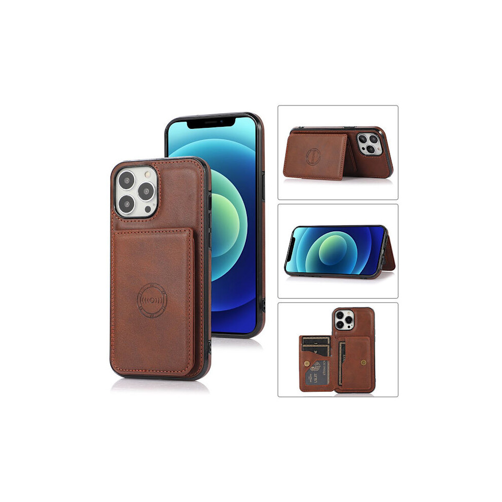 Compatible With Iphone 14 Pro Max - Practical Case With Card Holder Dark Brown 9482726598817