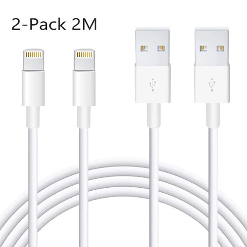 (2pcs) (2-Pack) 2 meter Lightning compatible with iPhone Charging Cable (Extra Long) 2M (2-PACK)