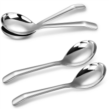 7.3 Inches Soup Spoons with Hook Handle, Set of 4, Perfect for Ramen, Pho, , Dumplings, Noodles, Dishwasher Safe