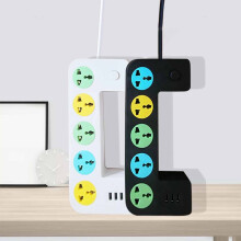 Jacenvly Travel Power Strip with 3 USB Ports & 5-Outlets, Ultra-Compact, Black, Compatible with US Devices