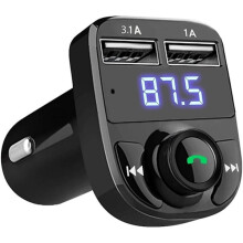 FM transmitter X8 with Bluetooth and handsfree Black