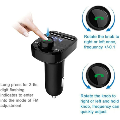 FM transmitter X8 with Bluetooth and handsfree Black 2