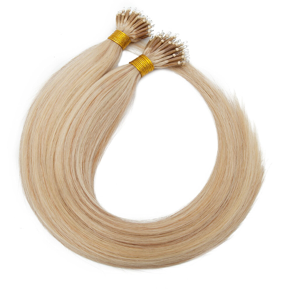 Unisex Brown Nano Ring Human Hair Extensions 22 Inch Balayage Golden Bleach Blonde 1G Strand 50G
