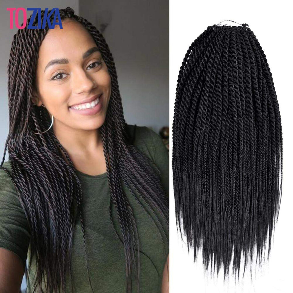 Unisex Senegalese Twist Crochet Hair 18 Inch Prelooped Havana Mambo Braids Natural Shine Extensions 1B