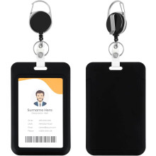 2 Pack Black ID Badge Holders with 31.5" Heavy Duty Retractable Reel, Compatible with Office, Teacher, Men & Women Work
