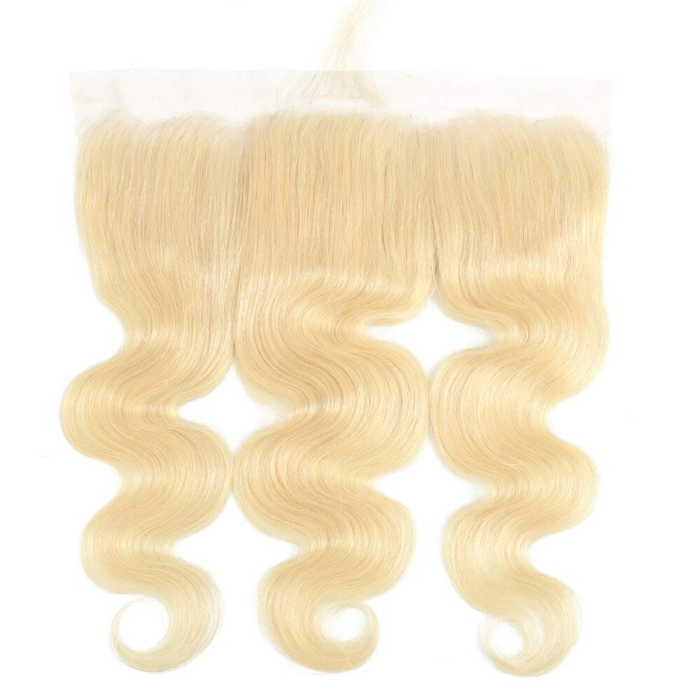 Unisex 613 Blonde Human Hair Lace Frontal 13X4 Body Wave Brazilian Virgin Closure 18 Inch Pre Plucked