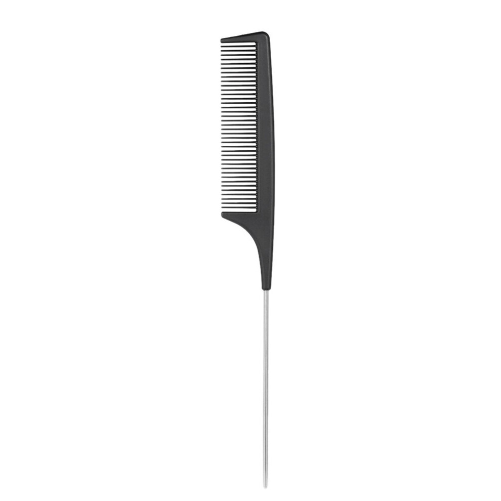 Unisex Black Professional Stainless Steel Handle Barber Comb For Precise Sectioning And Salon Hair Cutting