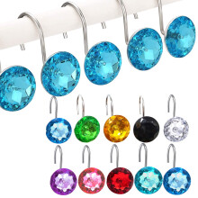 Visland 12PCS Acrylic Diamond Shower Curtain Hooks Rhinestones Curtain Hooks Bling Bathroom Decor