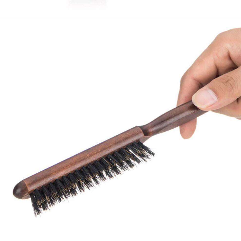 Unisex Hair Styling Comb With Wooden Handle Triple Row Nylon Bristles For Professional Salon Teasing