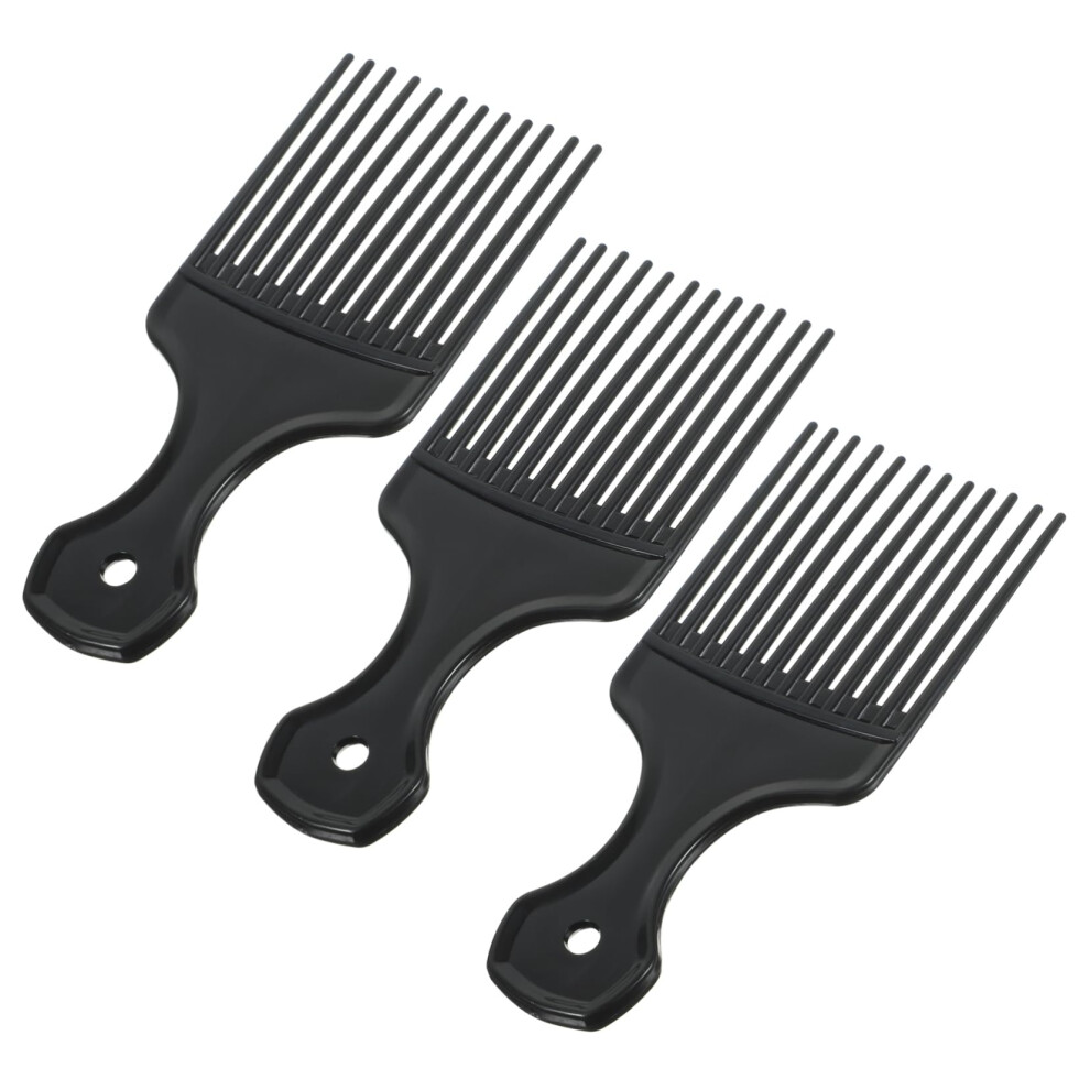 Unisex Black 3Pcs Wide Tooth Detangling Comb Set For Thick And Long Hair, Extra Wide Teeth, Smooth Finish,