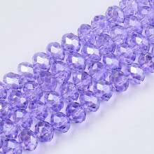 Glasperlenstränge mit Einbrennlack, perlmuttfarben, facettiert, runde Form, lila, 6 x 4,5 mm, Loch: 1 mm, 87–90 Stück/Strang, 43,5 cm (17,13 Zoll)