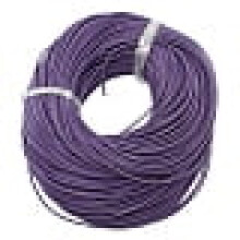 Cordón de cuero de vaca para joyería, material para hacer joyas DIY, redondo, teñido de morado, 1,5 mm