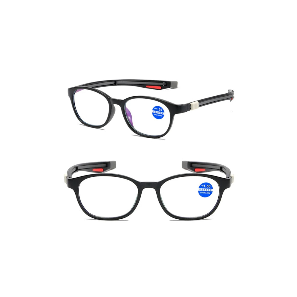 Stylish Anti-Bluelight Reading Glasses with Magnet (+0.75 - +4.0) Black +1.5