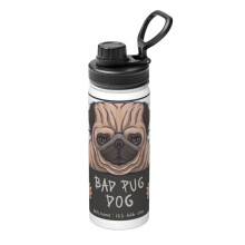 Bad Pug Crime Isolierte Wasserflasche 18 OZ Edelstahl Neuheit Sportkessel Tragbarer Becher für Reisen Outdoor Fitnessstudio