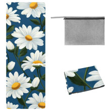 Serviette de gym Daisy avec sac de rangement, 185 x 68 cm, idéale pour le yoga, le Pilates, le fitness, le hot yoga et les couvertures de yoga.