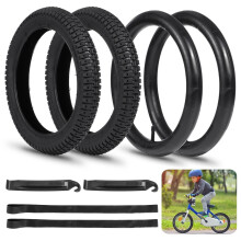 Set di pneumatici per bicicletta per bambini da 14", 2 pezzi 142,2" con 2 camere d'aria, valvole AV1,37", assorbimento degli urti, compatibile con