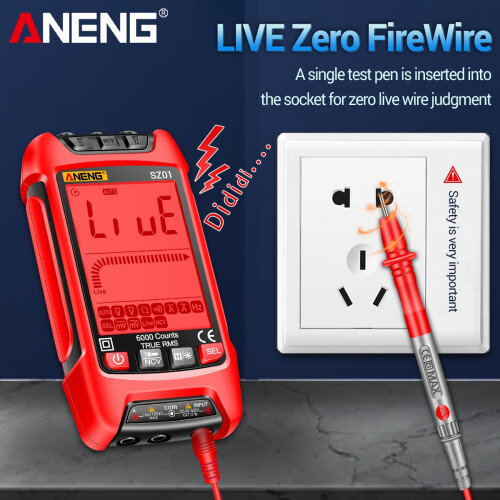 Πολύμετρα, Φορητός Μετρητής Universal SZ01 6000Auto Ranging True RMS NCV Βολτόμετρο με Αντίσταση T, 2