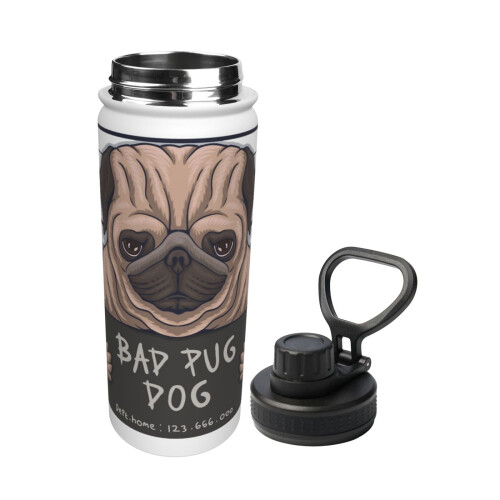 Bad Pug Crime Μονωμένο Μπουκάλι Νερού 18OZ από Ανοξείδωτο Ατσάλι Αθλητικό Βραστήρα 1