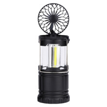 Lanterna de acampamento dobrável com ventilador, luz LED para barraca, lanterna portátil e durável para uso externo, preta, compatível com kit de