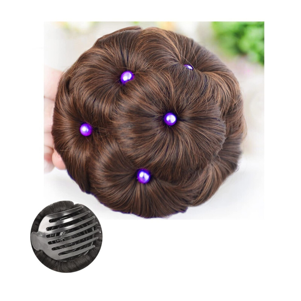Unisex Hair Bun Extension With Curly Chignon Ponytail, Clip In Messy Bun Hairpiece For Women Zz61