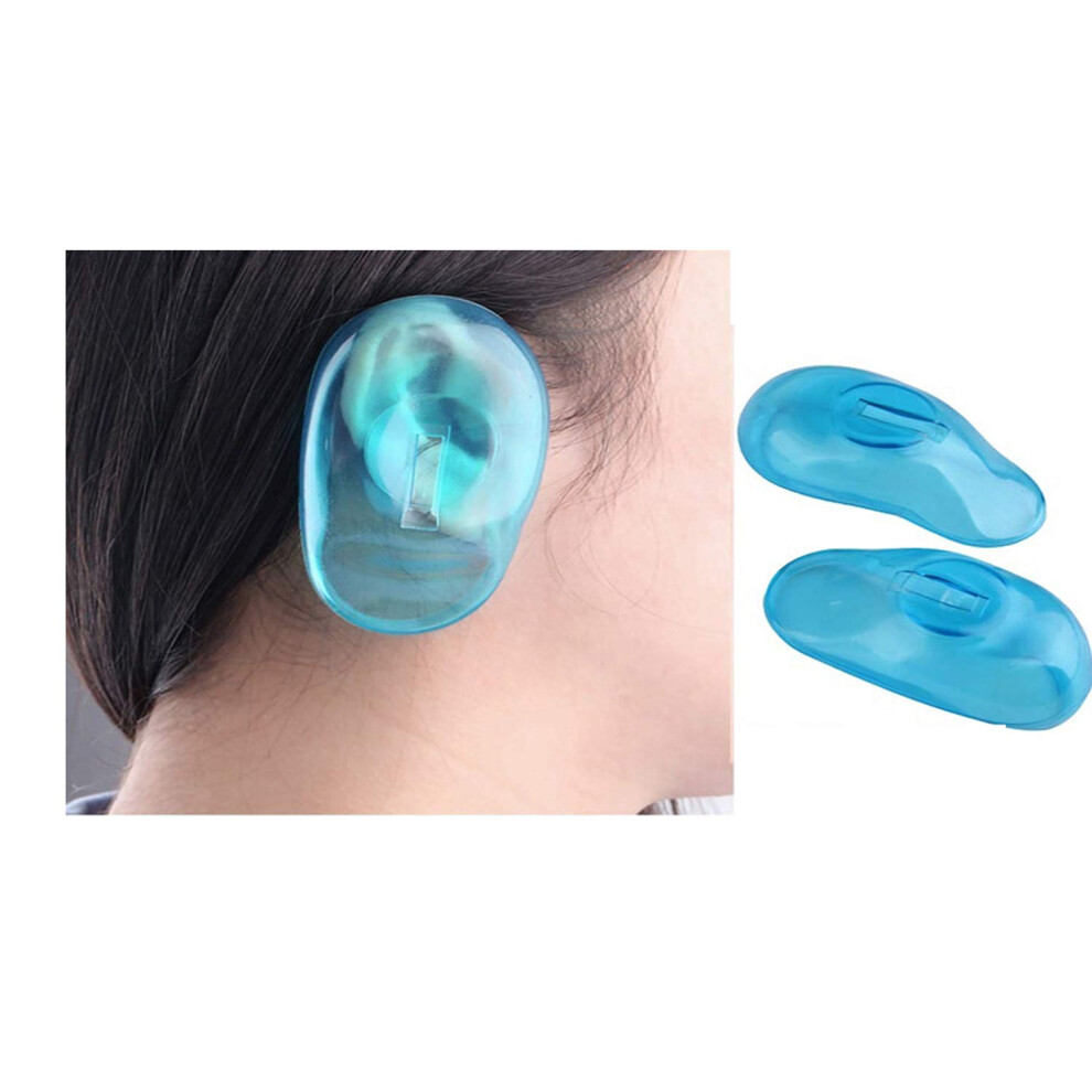 Silicone Ear Covers for Hair Dyeing and Coloring, Reusable Heat Protection Shields, 2 Pairs Blue