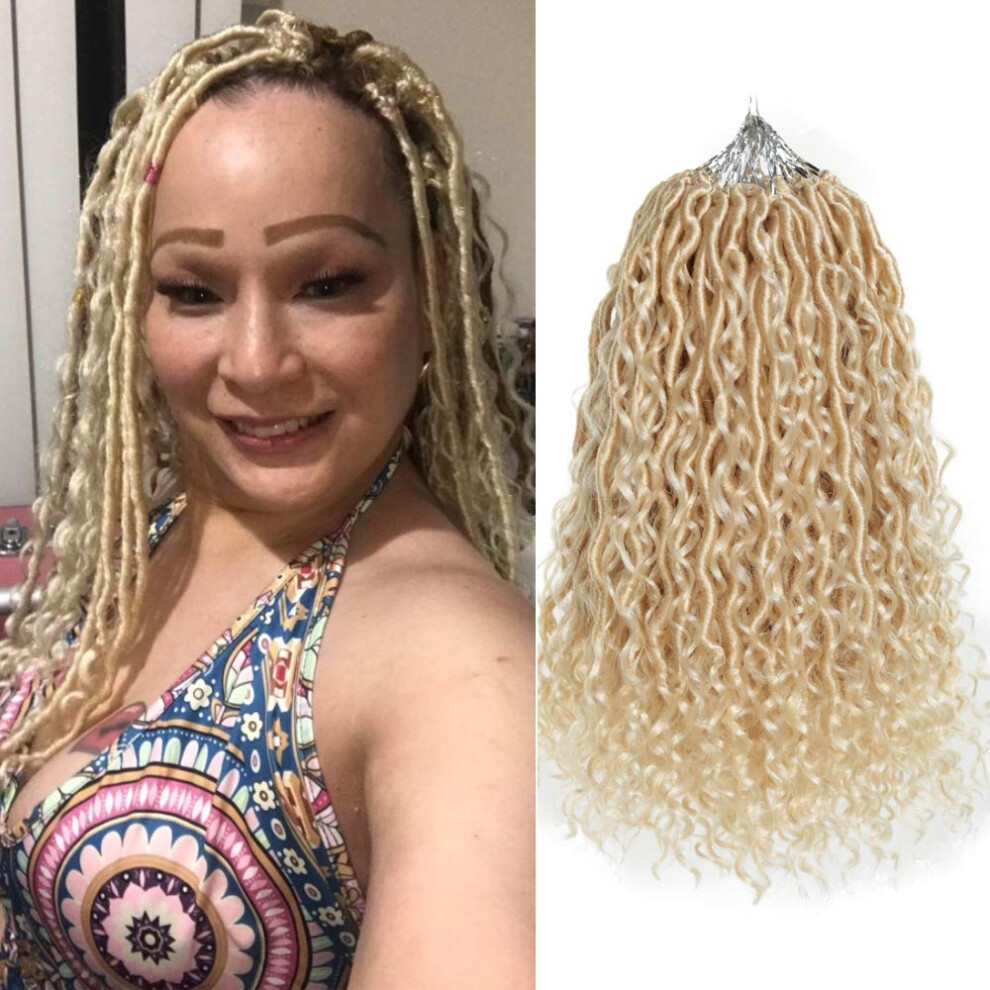 Unisex 14 Inch Blonde Goddess Locs Crochet Hair Extensions 6 Packs Pretwisted Synthetic Twist Braids
