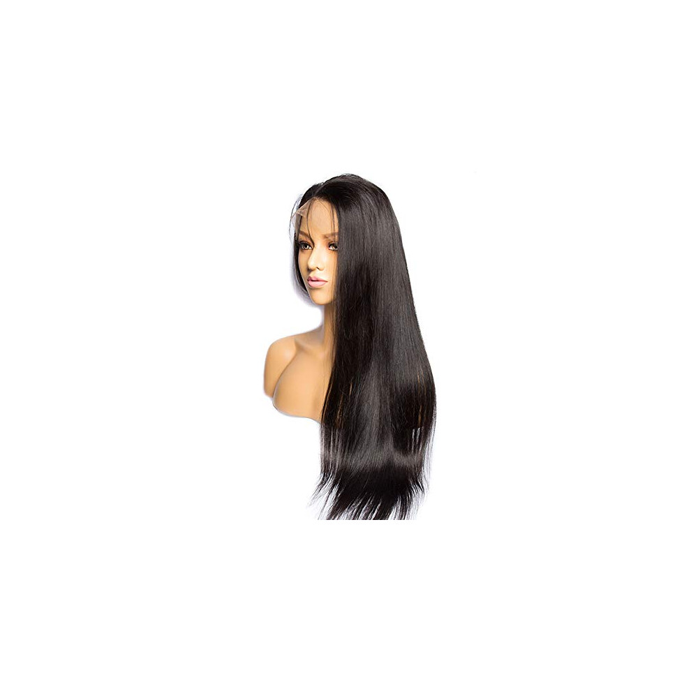 Unisex 13X6 Brazilian Human Hair Lace Front Wig 28 Inch Glueless Pre Plucked Natural Hairline Virgin Remy
