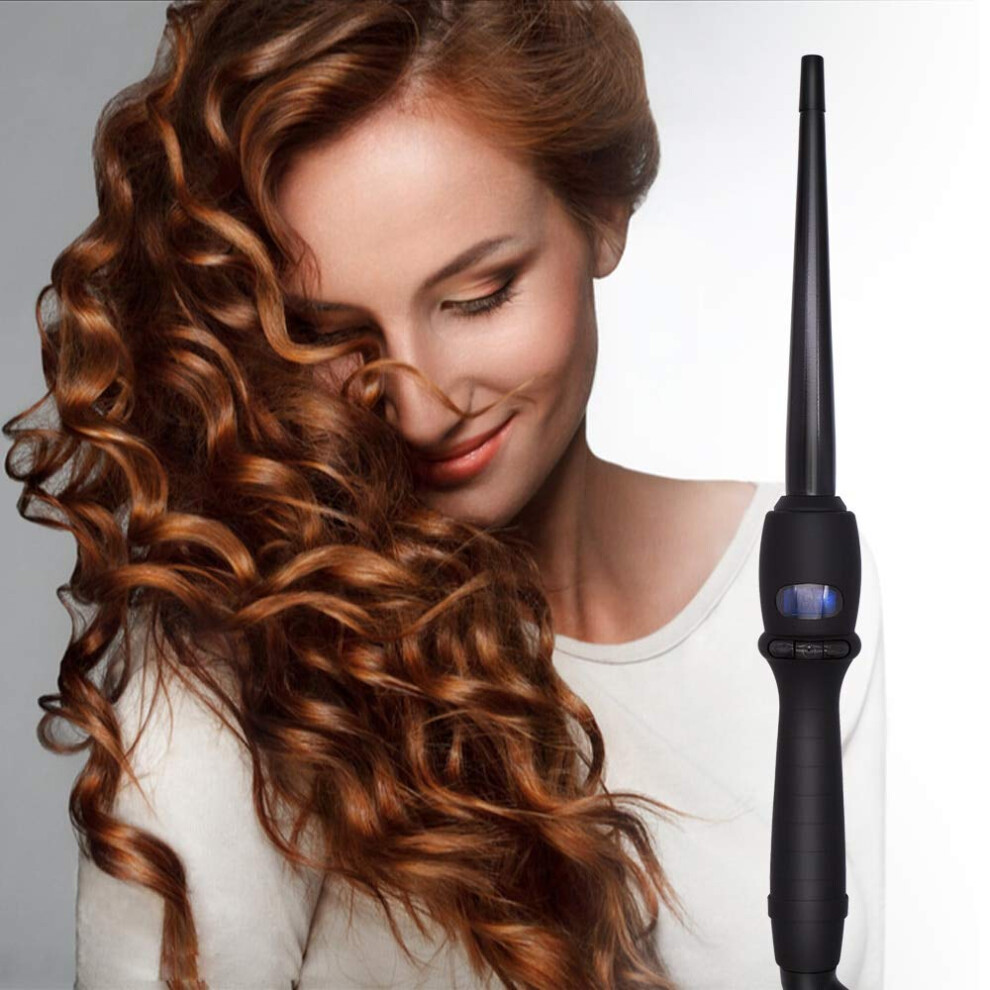 Curling Iron Wand with LCD Display, Tourmaline Ceramic Barrel, Adjustable Heat for Short or Long Hair