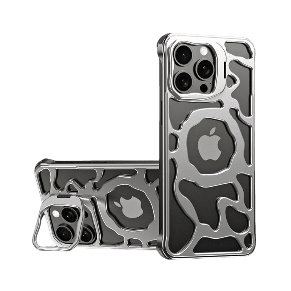 Aluminum Alloy Case For Compatible With Iphone 16 Pro Max Slim Frameless Metal Anti-Fall Case 15 Pro Hollow Out 14 13 Pro Max Heat Dissipation 9482726605232