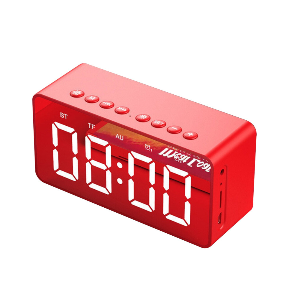 PAVEOS LED Mirror Clock with Screen 5.0, Wireless Bluetooth Audio, Alarm, 3-Level Brightness, Built-in Battery, Speaker, Compatible with Children's