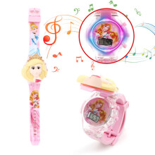 Frozen Children Cartoon Electronic Watch Light Music Flip Watch Princess