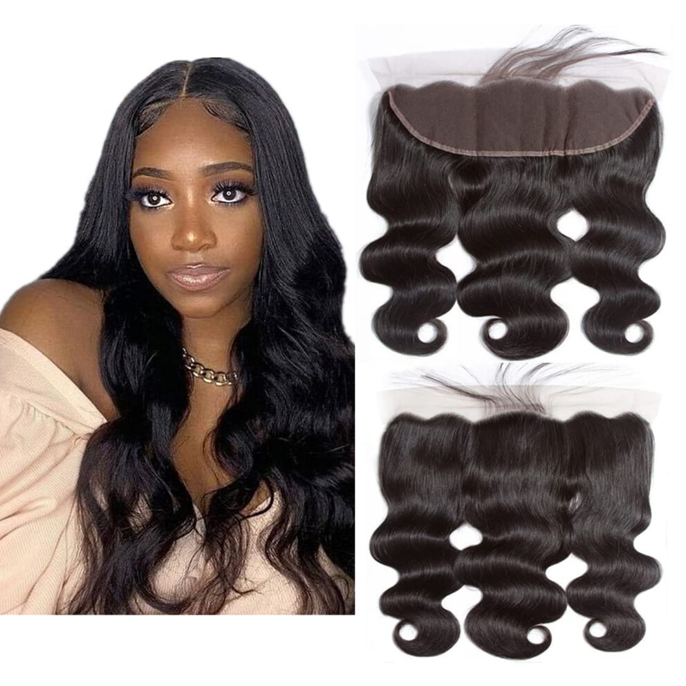 Unisex Black 13X4 Hd Lace Frontal Wig Brazilian Body Wave Pre Plucked Hairline With Baby Hair 150% Density Natural