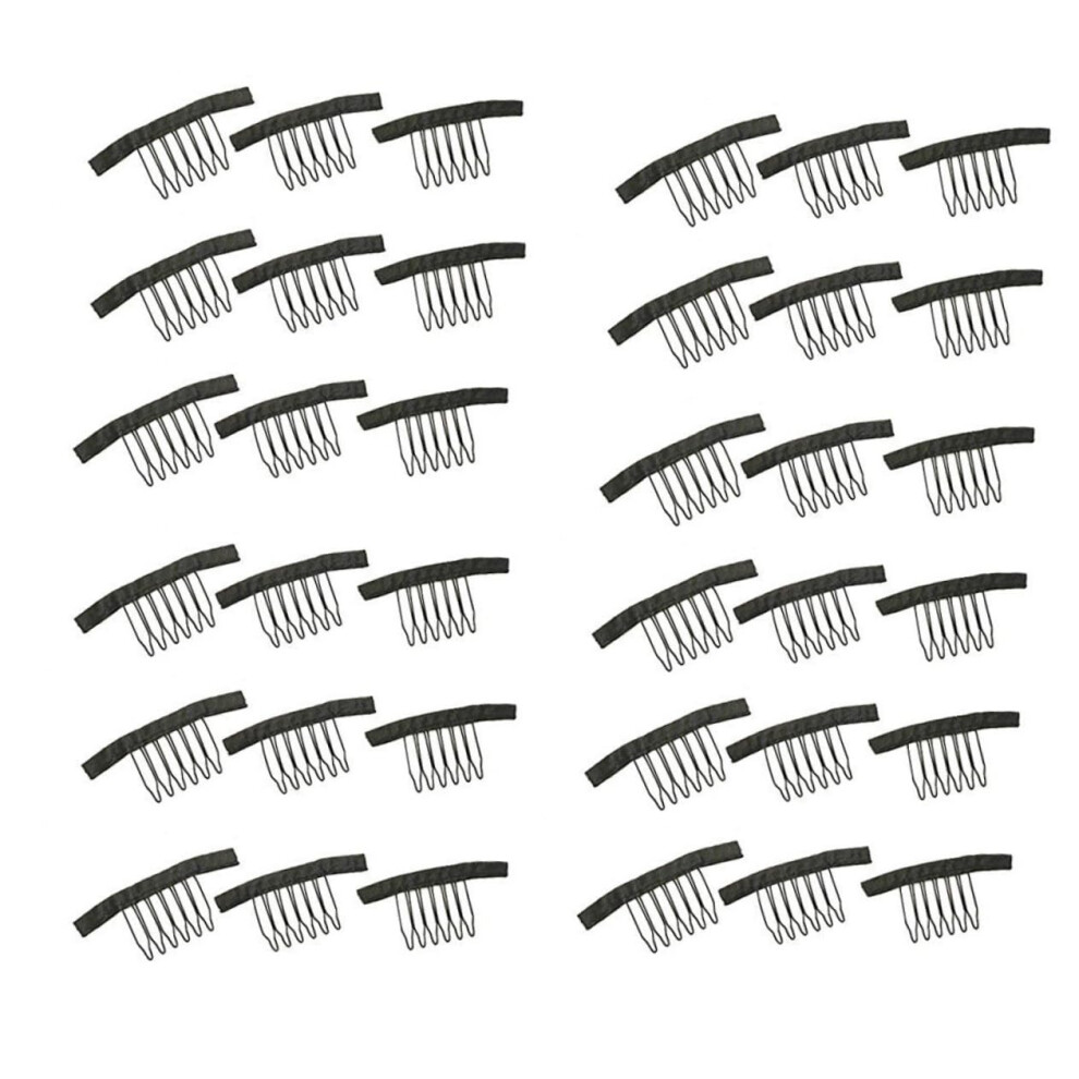 Unisex Black 36Pcs Wig Comb Clips With Durable Steel Teeth For Lace Front Wigs Secure Grip