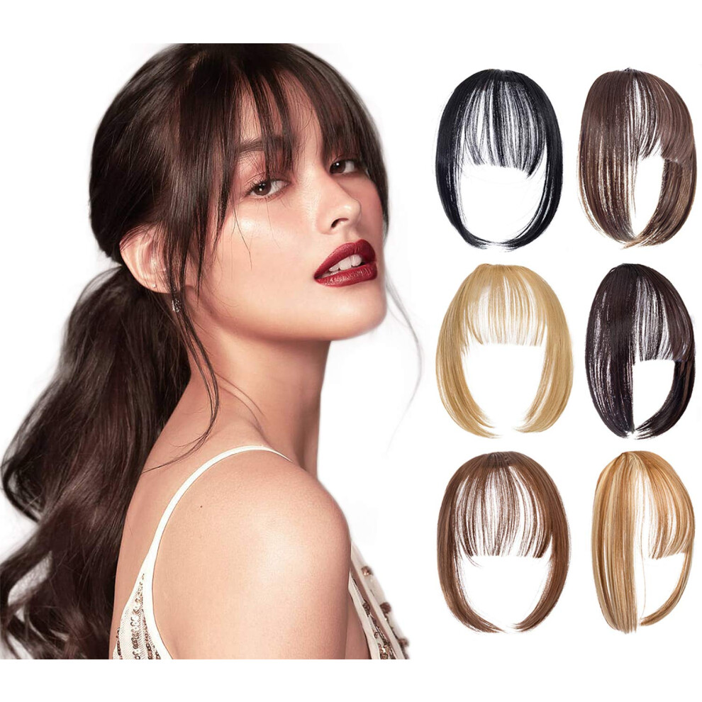 Unisex Clip In Bangs Fake Fringe Hairpiece Ash Blonde With Temples Heat Resistant Natural Blend