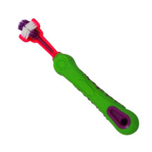 3Sided Dog Toothbrush for Effective Cleaning with Safe Comfortable Bristles, TimeSaving Design, Green