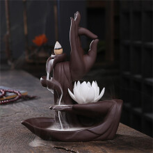 Yakbaofuo Ornamente Buddha Hand Blume Keramik-Räuchergefäß für Räucherkegel, Weihnachts- und Halloween-Tischdekoration