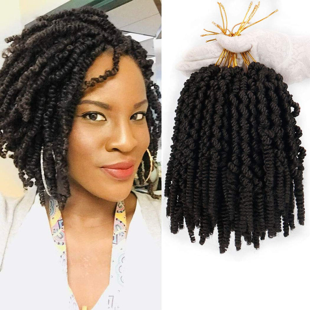Unisex Spring Twist Crochet Hair 8 Inch Pretwisted Passion Twists Lightweight Soft Synthetic Braids