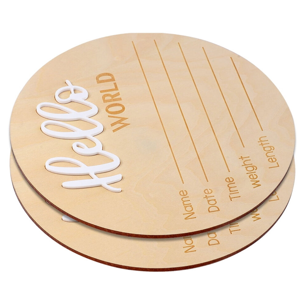 2 Pcs Baby Name Announcement Sign Shower Gift Birth for Infant Wooden The Newborn