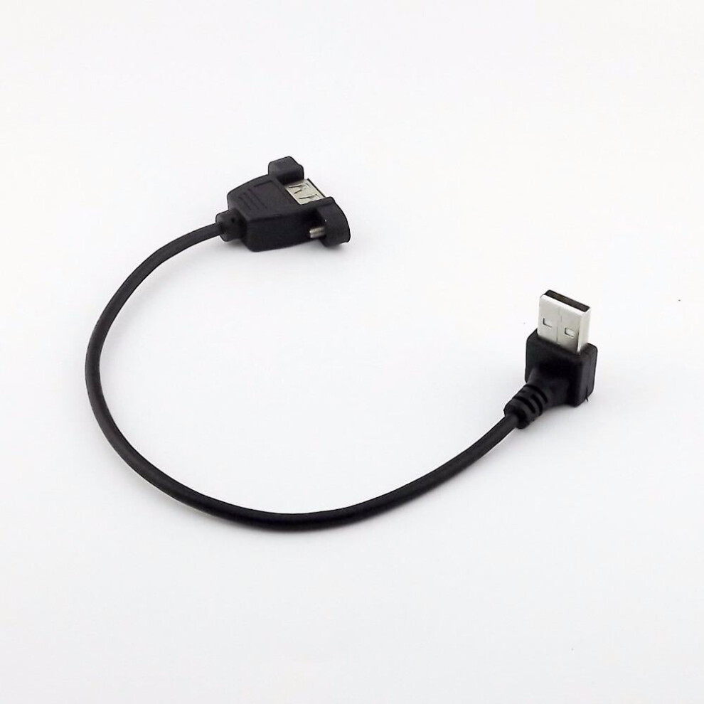 For 1Pc Usb 2.0 A Female Panel Mount To Usb A Male Down Angle Plug Extension Cable 25Cm 9482828378546