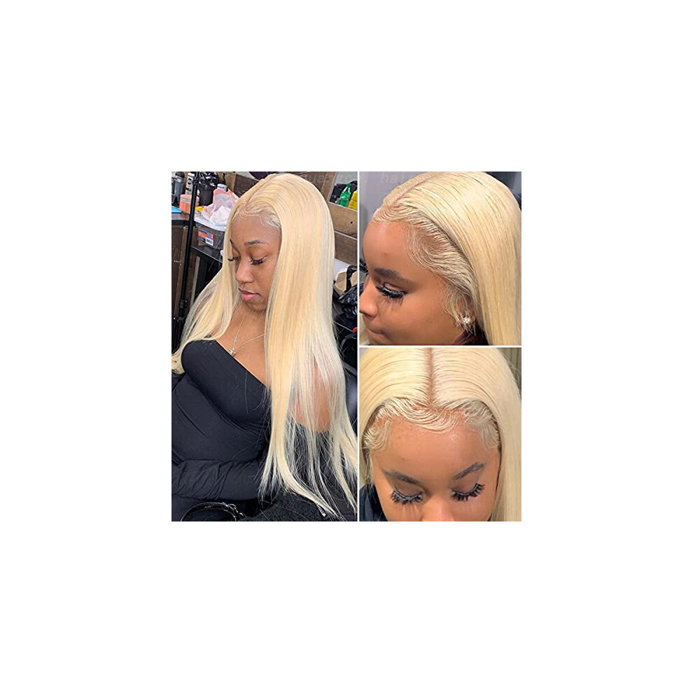 Unisex 613 Blonde 13X4 Lace Front Human Hair Wig Brazilian Virgin Remy Pre Plucked Natural Hairline 22Inch
