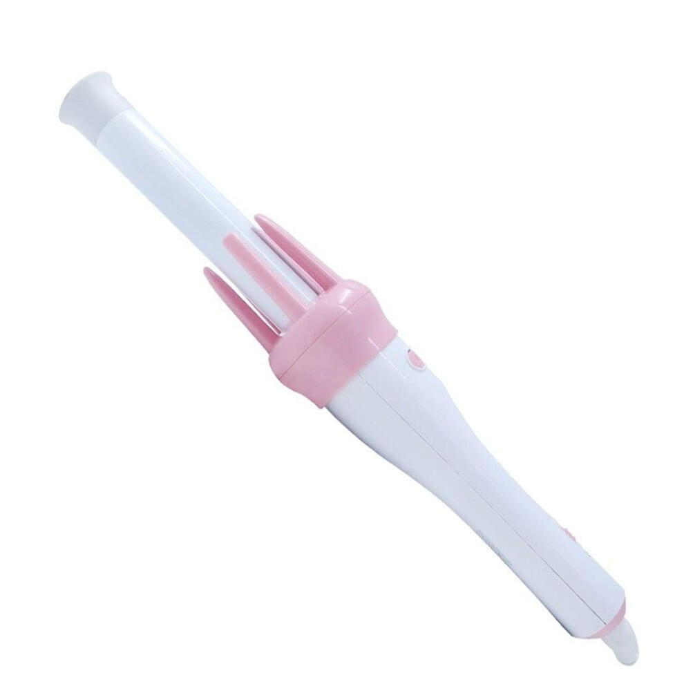 2 in 1 Automatic Ceramic Hair Curler and Straightener with Fast Heatup and Digital Display Pink