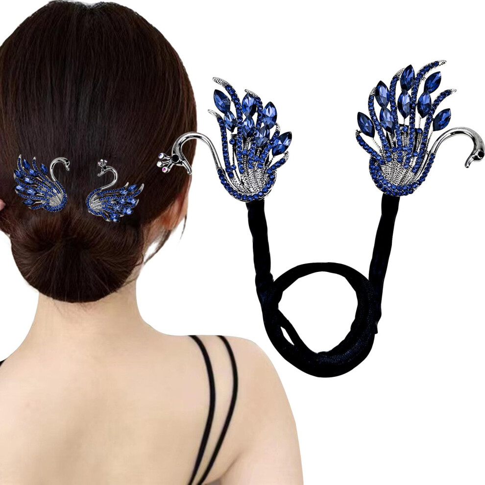 Elegant Swan Hair Curler with Rhinestone Bun Maker for Women, Fast Styling and Secure Grip