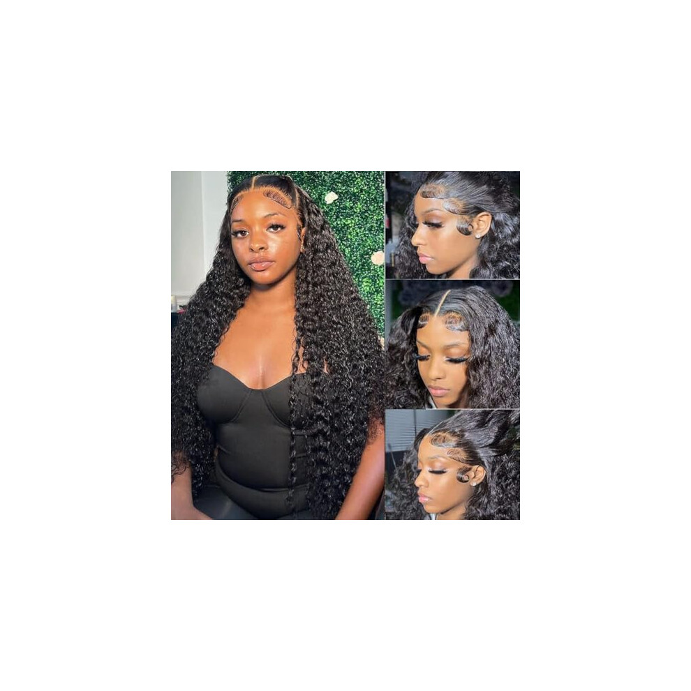PrePlucked Brazilian Deep Wave Lace Front Human Hair Wig 180% Density Swiss Lace for Women