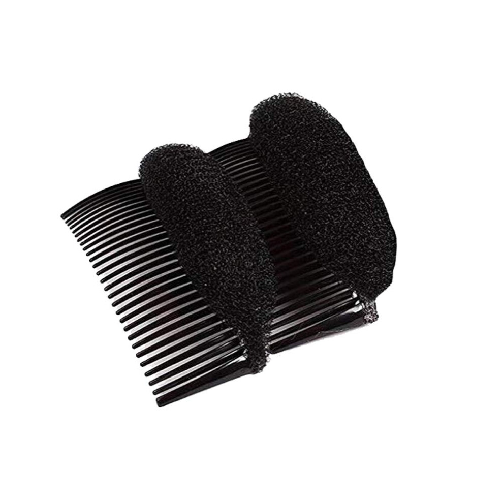 Unisex Black 2 Pcs Hair Volume Insert Styling Comb Clip Set For Updos Buns And Beehive