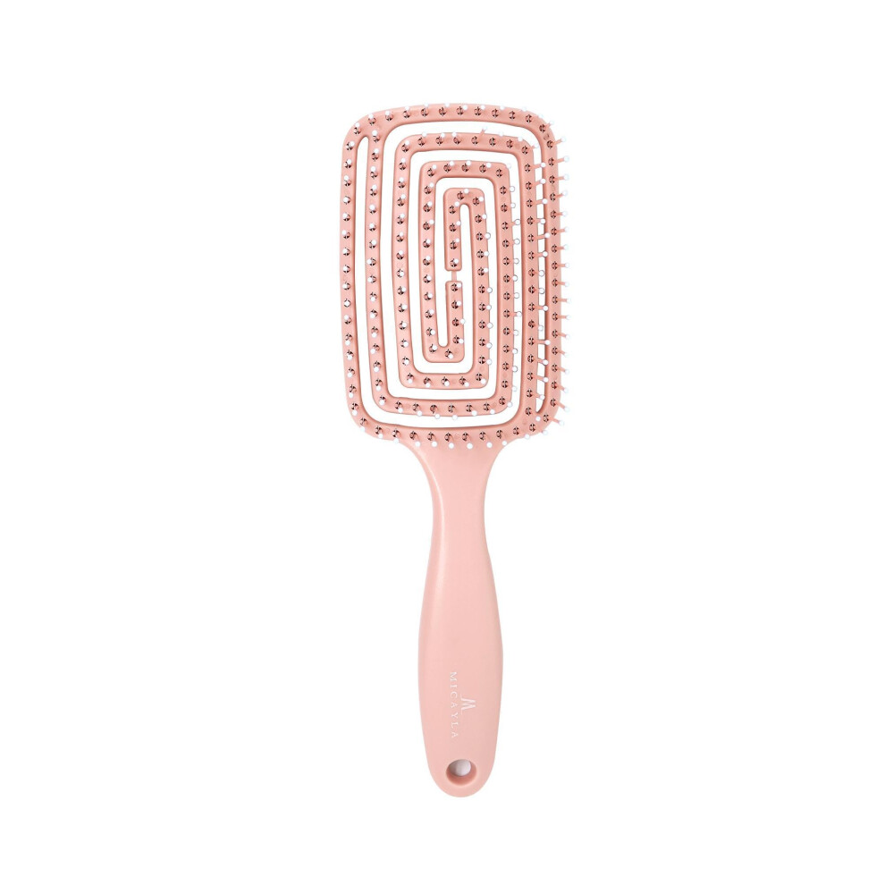 Pink Vented Paddle Hair Brush For Blow Drying, Curved Detangling Hair Brush For Women,