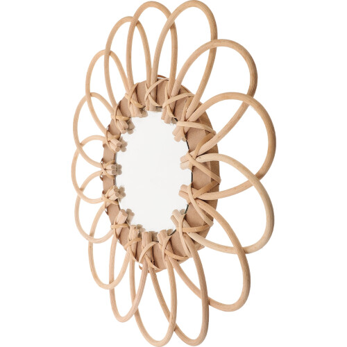 Eease Boho Sunburst Woven Hanging Mirror - Rustic Rattan Round Makeup Decor 2