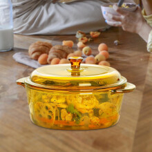 Heat Resistant Noodles Bowl, Oven Glass Bowl, Serving Bowl, Portable with Lid Handle Soup Bowl with Lid, Glass Casserole Dish for Snack, Dessert 1.0L